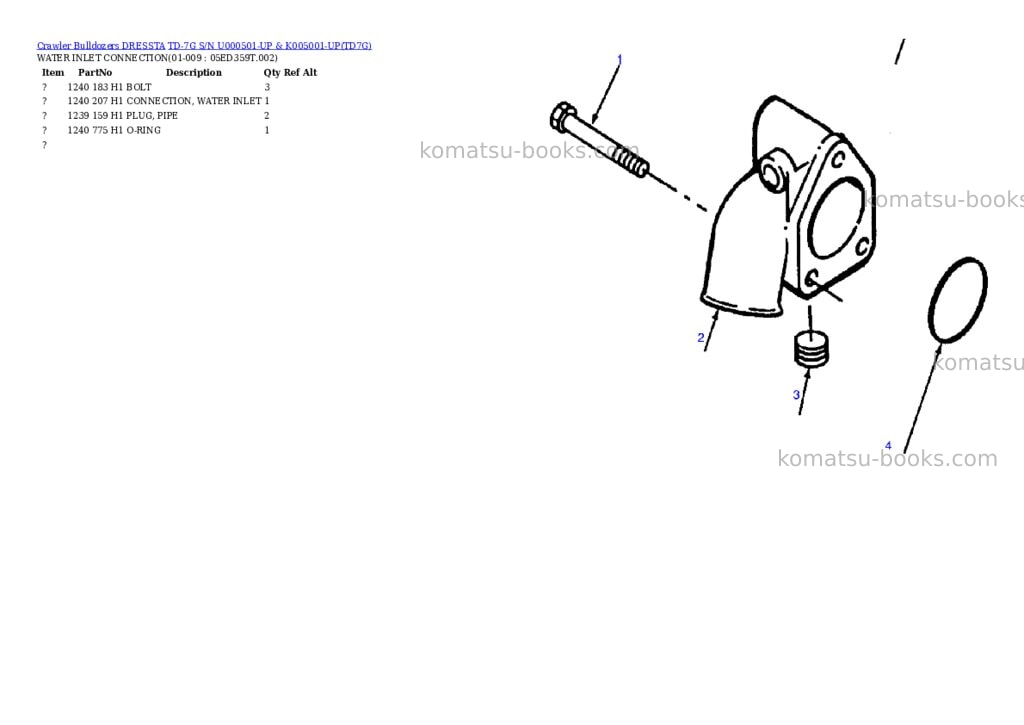Komatsu td-7g s/n u000501-up & k005001-up Parts catalog cover Page 4 Komatsu td-7g s/n u000501-up & k005001-up Parts catalog cover Page 4