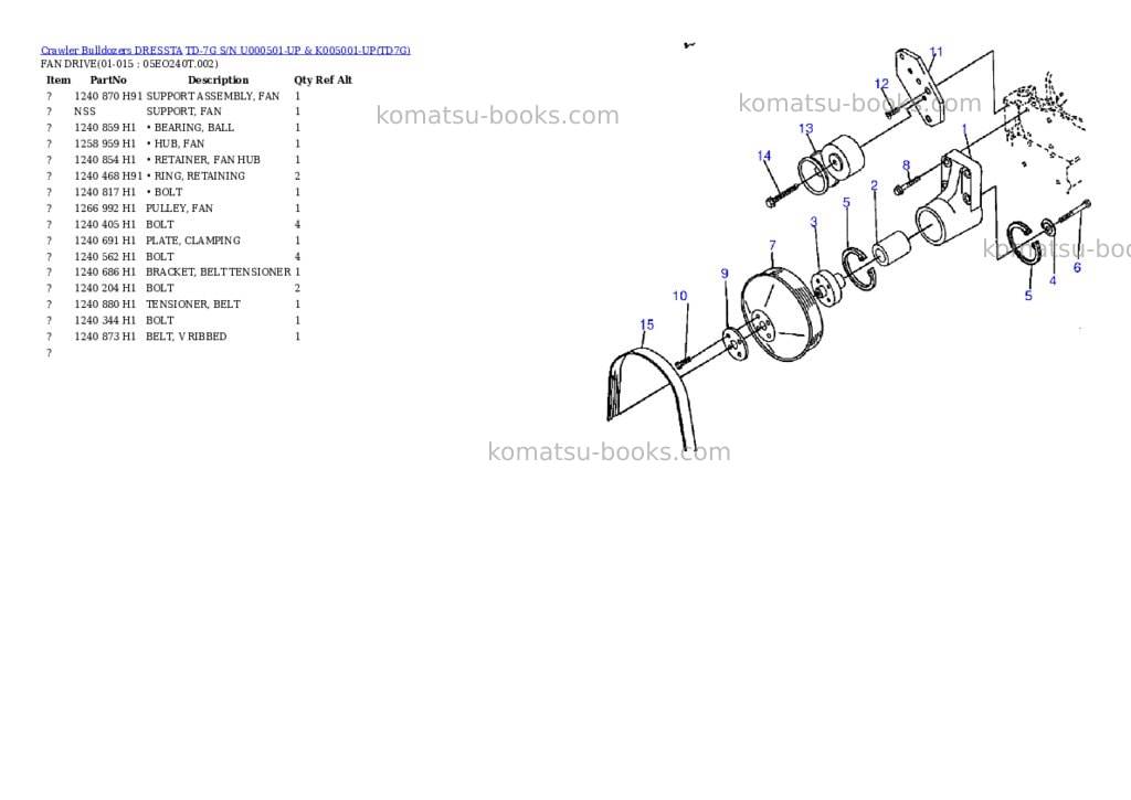 Komatsu td-7g s/n u000501-up & k005001-up Parts catalog cover Page 7 Komatsu td-7g s/n u000501-up & k005001-up Parts catalog cover Page 7