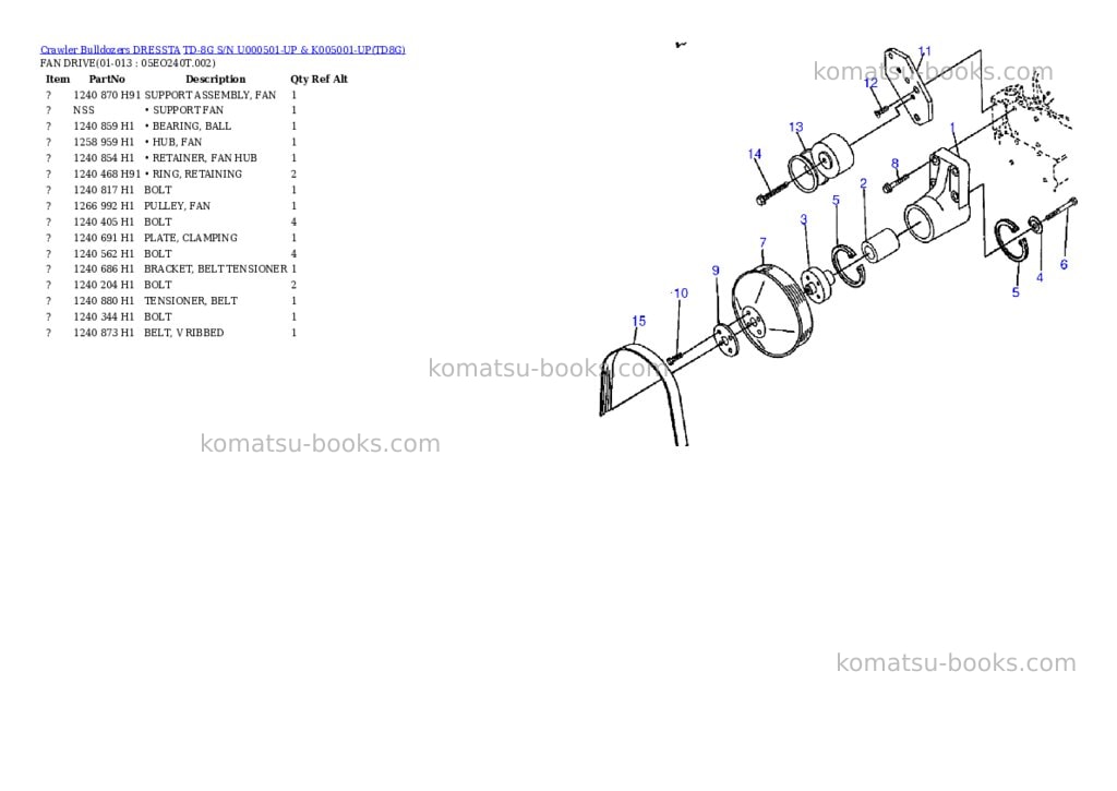 Komatsu td-8g s/n u000501-up & k005001-up Parts catalog cover Page 7 Komatsu td-8g s/n u000501-up & k005001-up Parts catalog cover Page 7