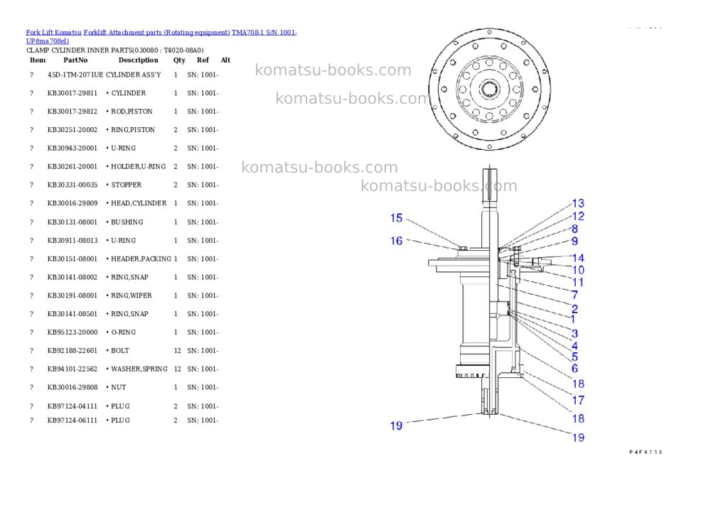 Komatsu TMA708-1 S/N 1001-UP Parts catalog cover Page 7