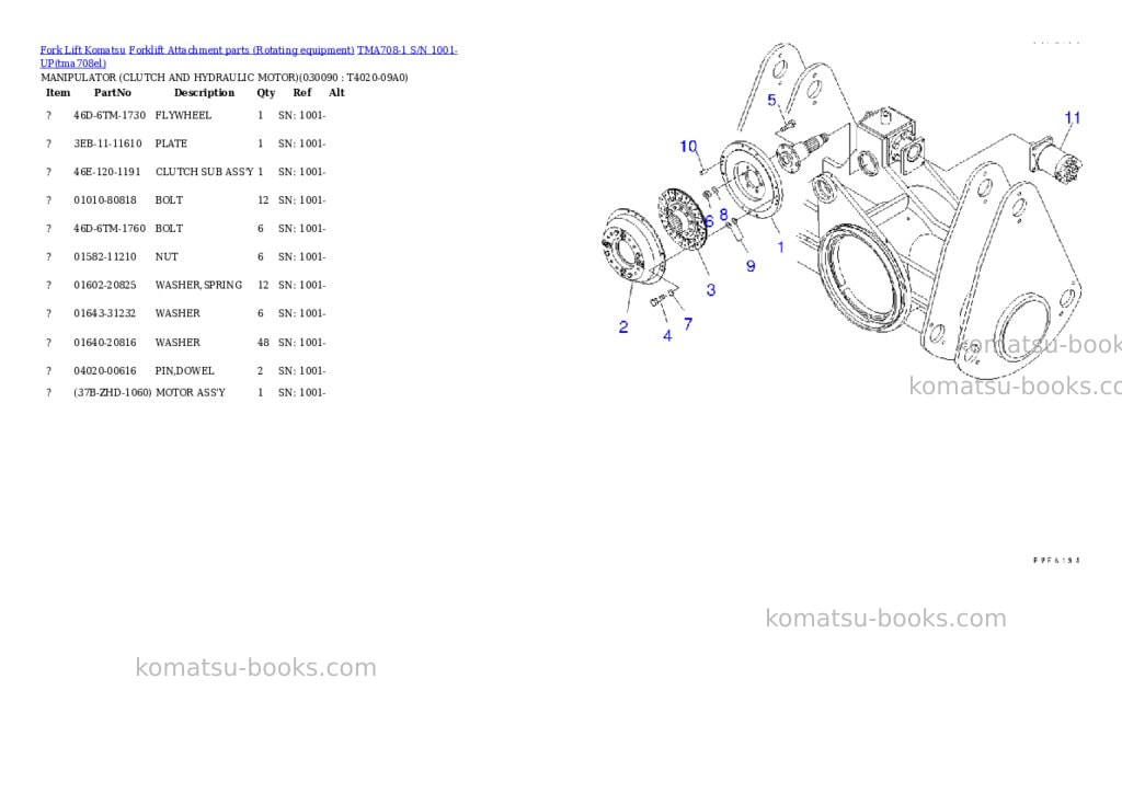 Komatsu TMA708-1 S/N 1001-UP Parts catalog cover Page 8