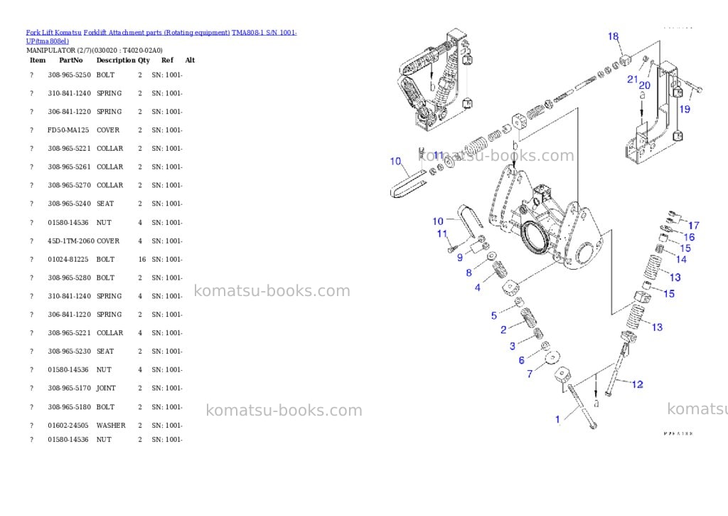 Komatsu TMA808-1 S/N 1001-UP Parts catalog cover Komatsu TMA808-1 S/N 1001-UP Parts catalog cover