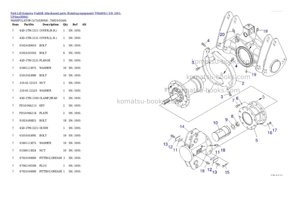 Komatsu TMA808-1 S/N 1001-UP Parts catalog cover Page 4 Komatsu TMA808-1 S/N 1001-UP Parts catalog cover Page 4