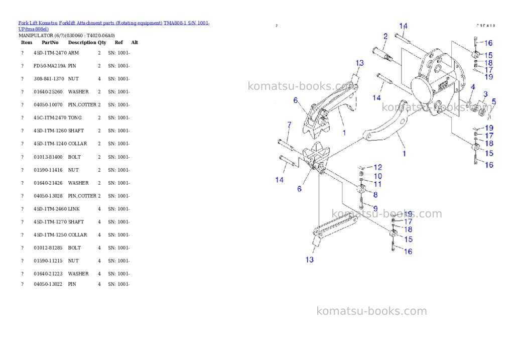 Komatsu TMA808-1 S/N 1001-UP Parts catalog cover Page 5 Komatsu TMA808-1 S/N 1001-UP Parts catalog cover Page 5