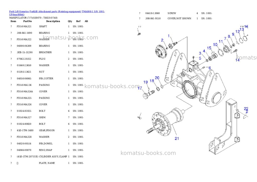 Komatsu TMA808-1 S/N 1001-UP Parts catalog cover Page 6 Komatsu TMA808-1 S/N 1001-UP Parts catalog cover Page 6