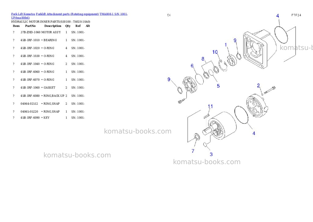 Komatsu TMA808-1 S/N 1001-UP Parts catalog cover Page 9 Komatsu TMA808-1 S/N 1001-UP Parts catalog cover Page 9