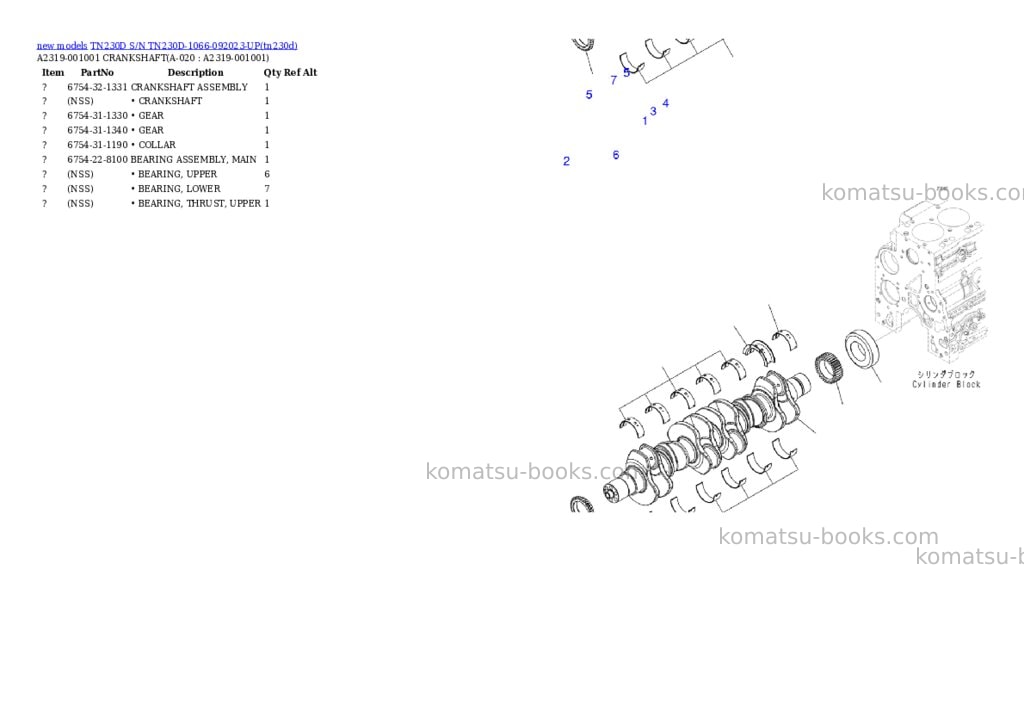 Komatsu TN230D S/N TN230D-1066-092023-UP Parts catalog cover Page 9