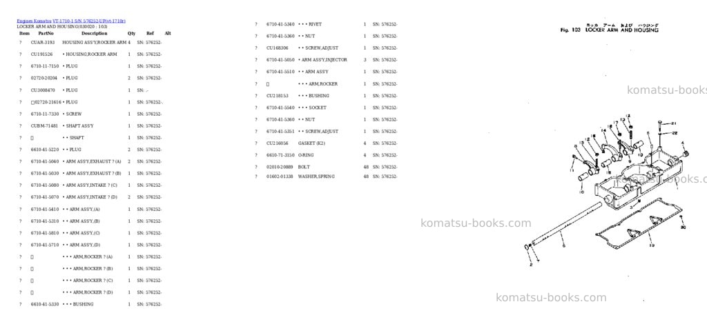 Komatsu VT-1710-1 S/N 576252-UP Parts catalog cover