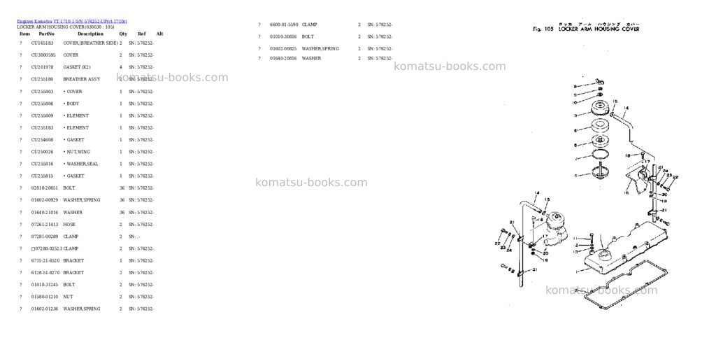 Komatsu VT-1710-1 S/N 576252-UP Parts catalog cover Page 2