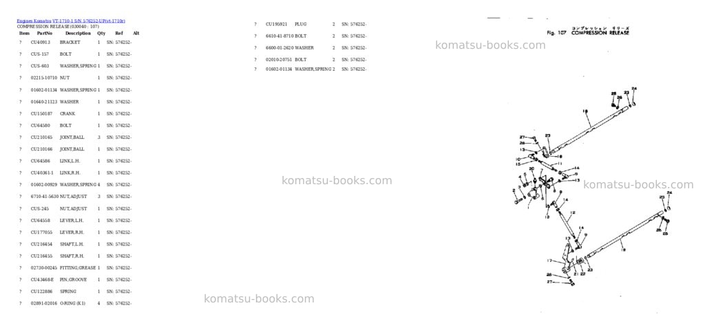 Komatsu VT-1710-1 S/N 576252-UP Parts catalog cover Page 3