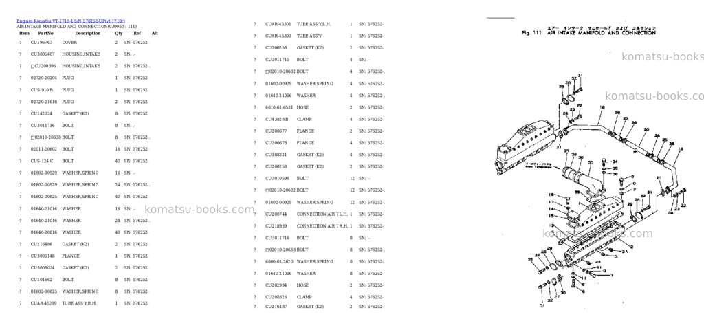 Komatsu VT-1710-1 S/N 576252-UP Parts catalog cover Page 4