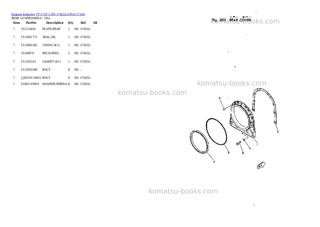 Komatsu VT-1710-1 S/N 576252-UP Parts catalog cover Page 9