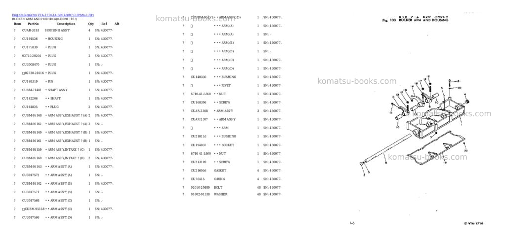Komatsu vta-1710-1a s/n 430077-up Parts catalog cover