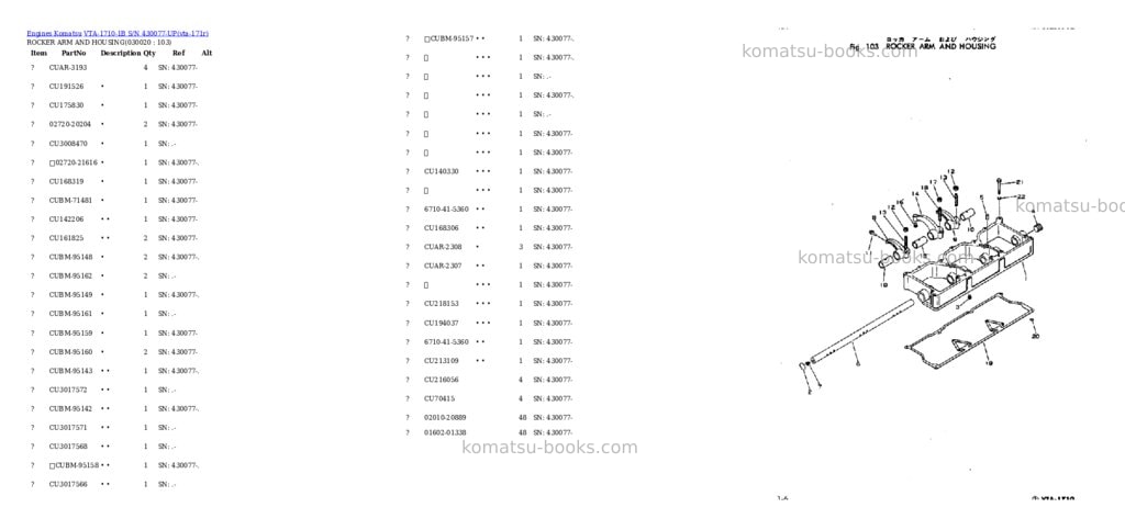 Komatsu vta-1710-1b s/n 430077-up Parts catalog cover