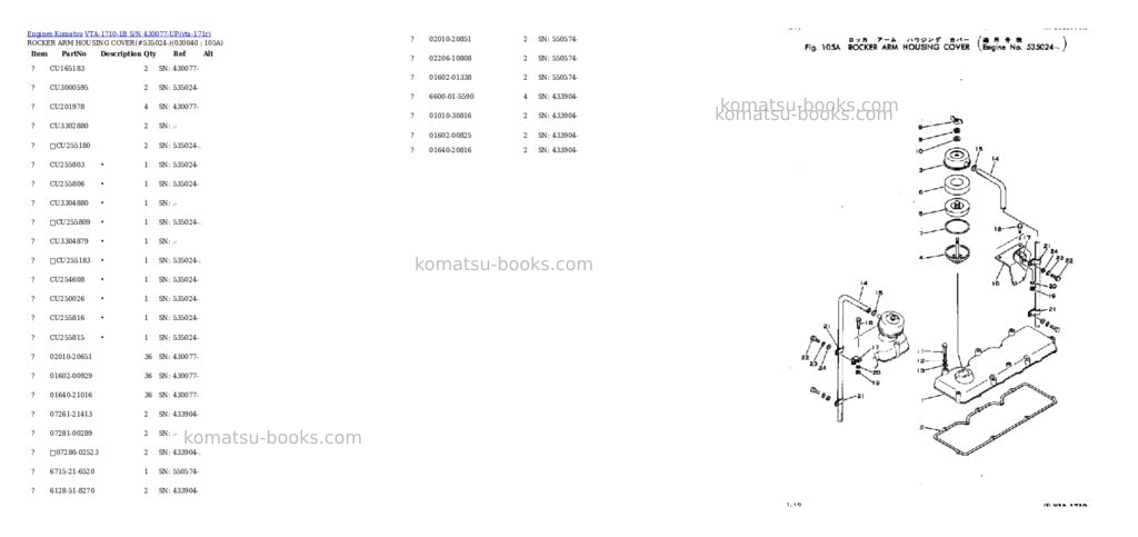 Komatsu vta-1710-1b s/n 430077-up Parts catalog cover Page 3