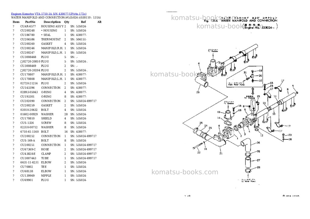Komatsu VTA-1710-1A S/N 430077-UP Parts catalog cover Page 10