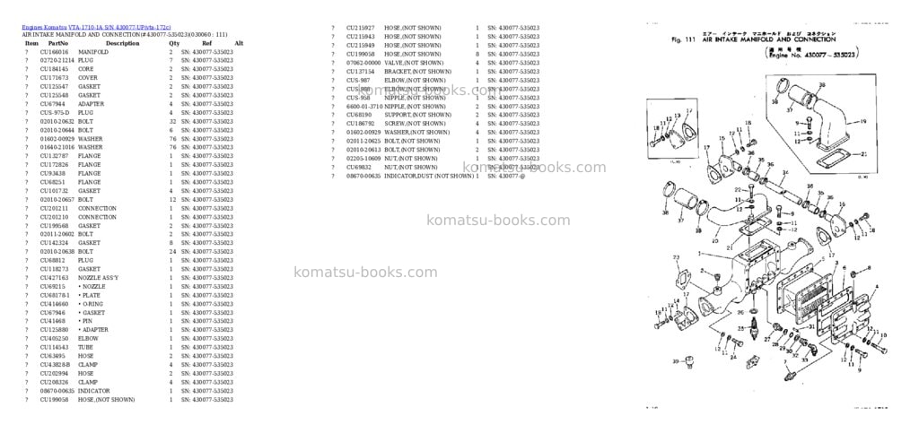 Komatsu VTA-1710-1A S/N 430077-UP Parts catalog cover Page 5