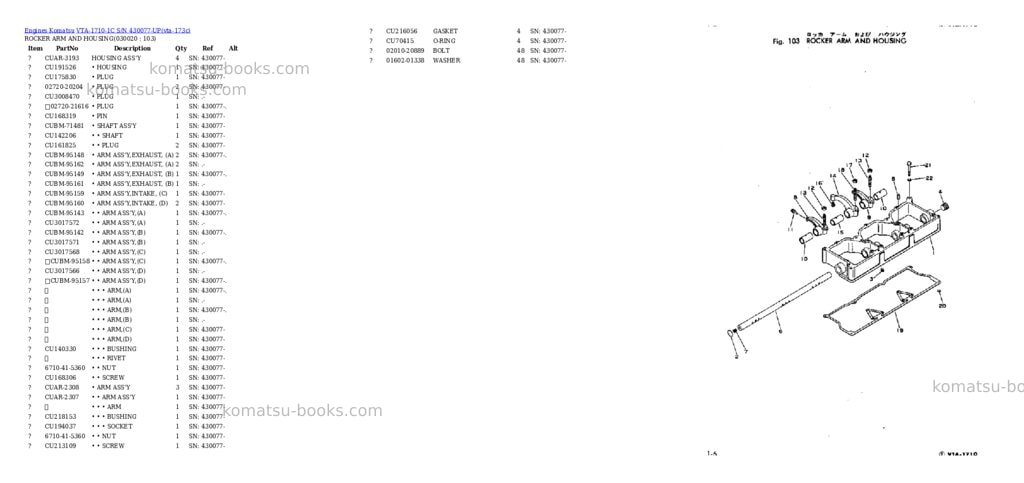 Komatsu VTA-1710-1C S/N 430077-UP Parts catalog cover Komatsu VTA-1710-1C S/N 430077-UP Parts catalog cover