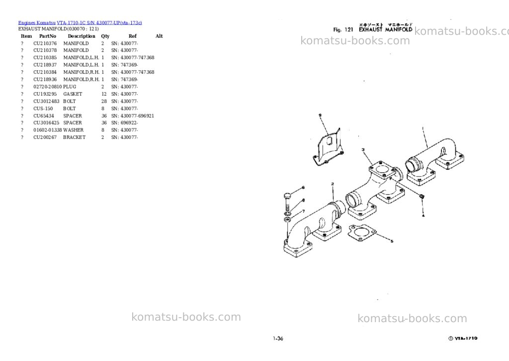Komatsu VTA-1710-1C S/N 430077-UP Parts catalog cover Page 6 Komatsu VTA-1710-1C S/N 430077-UP Parts catalog cover Page 6