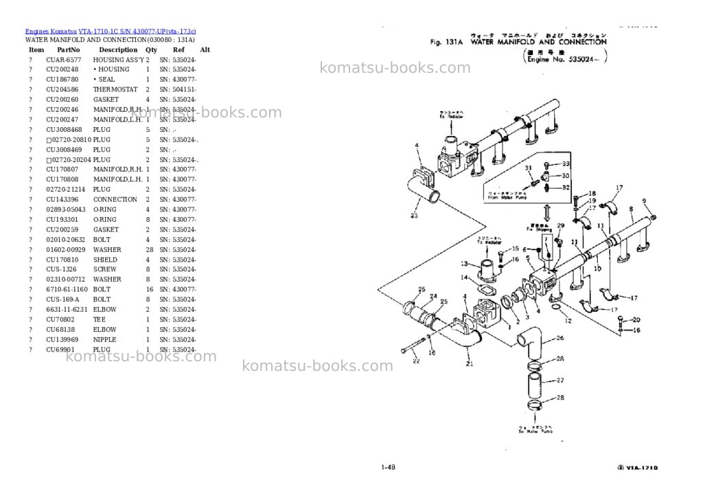 Komatsu VTA-1710-1C S/N 430077-UP Parts catalog cover Page 7 Komatsu VTA-1710-1C S/N 430077-UP Parts catalog cover Page 7