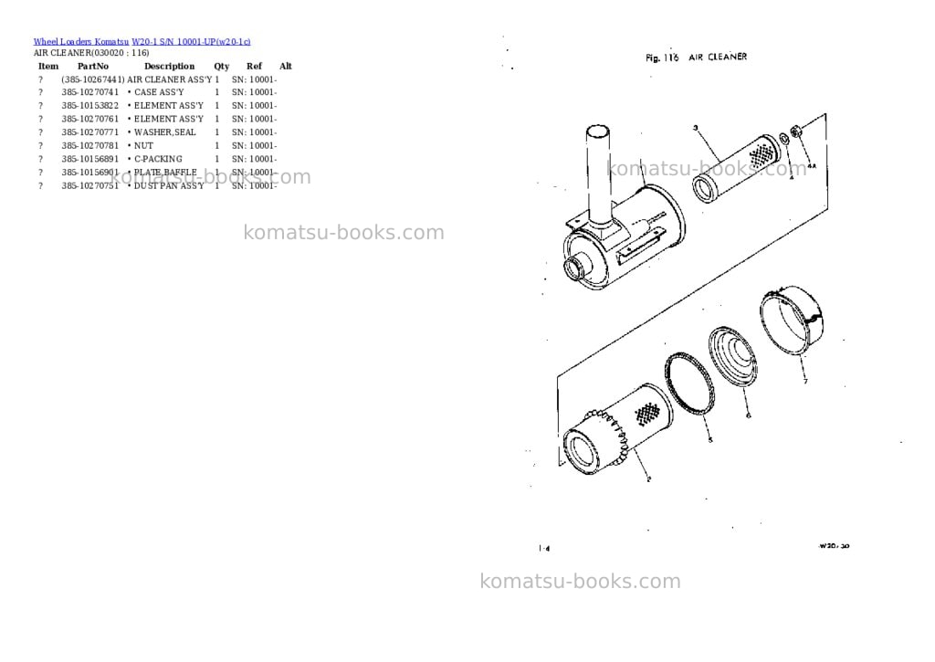 Komatsu w20-1 s/n 10001-up Parts catalog cover Komatsu w20-1 s/n 10001-up Parts catalog cover