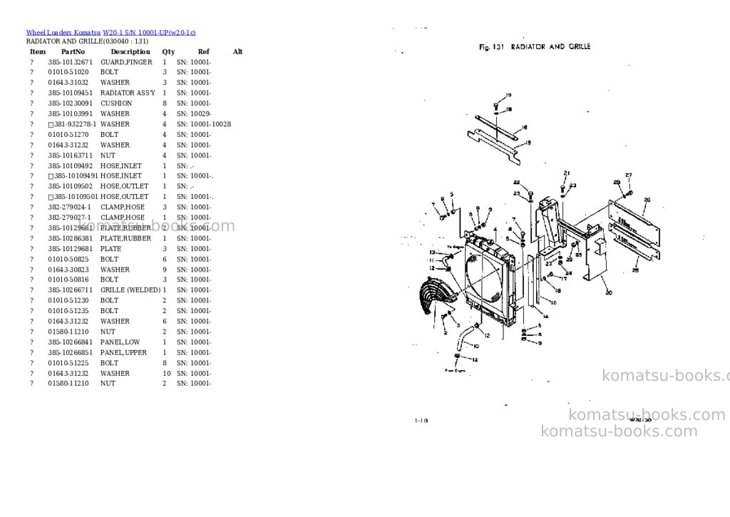 Komatsu w20-1 s/n 10001-up Parts catalog cover Page 3 Komatsu w20-1 s/n 10001-up Parts catalog cover Page 3