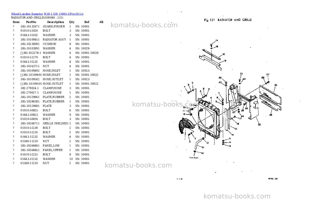 Komatsu w30-1 s/n 10001-up Parts catalog cover Page 3