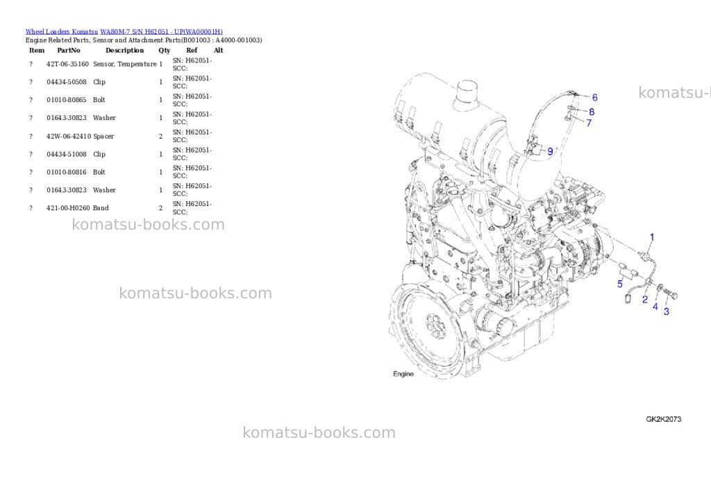 Komatsu wa80m-7 s/n h62051 - up Parts catalog cover Page 2 Komatsu wa80m-7 s/n h62051 - up Parts catalog cover Page 2