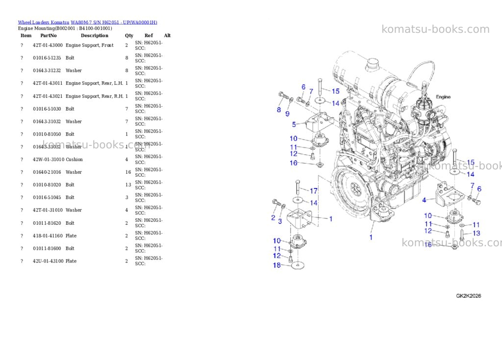 Komatsu wa80m-7 s/n h62051 - up Parts catalog cover Page 6 Komatsu wa80m-7 s/n h62051 - up Parts catalog cover Page 6