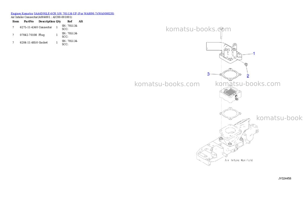 Komatsu saa4d95le-6ch s/n 705134-up for wa80m-7 Parts catalog cover Page 3