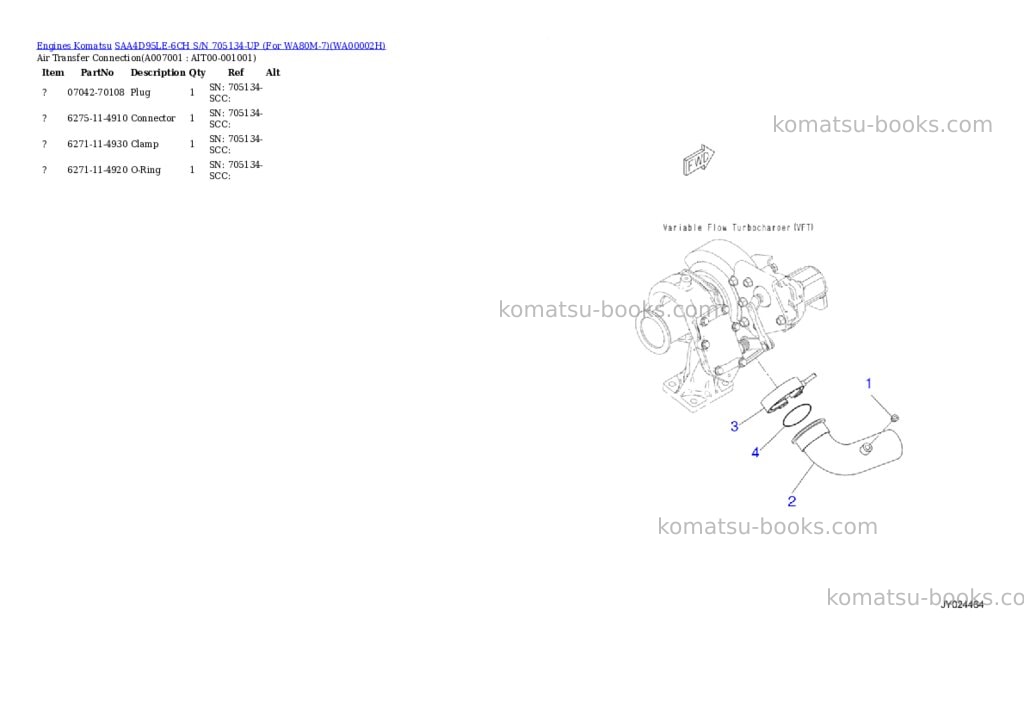 Komatsu saa4d95le-6ch s/n 705134-up for wa80m-7 Parts catalog cover Page 6