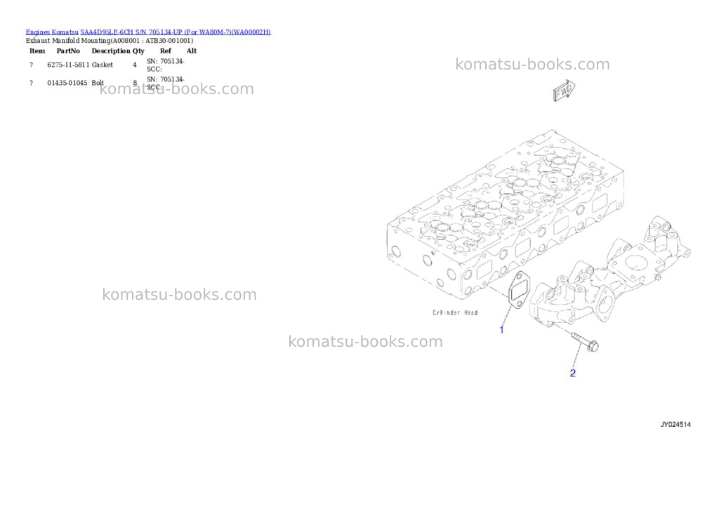 Komatsu saa4d95le-6ch s/n 705134-up for wa80m-7 Parts catalog cover Page 7