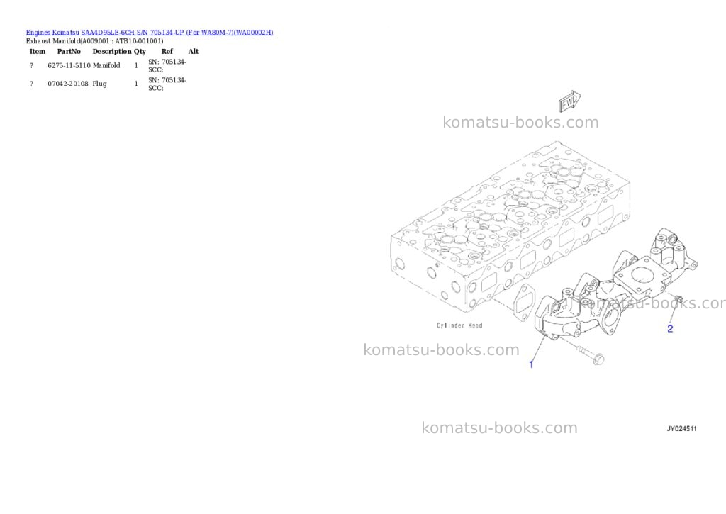 Komatsu saa4d95le-6ch s/n 705134-up for wa80m-7 Parts catalog cover Page 8
