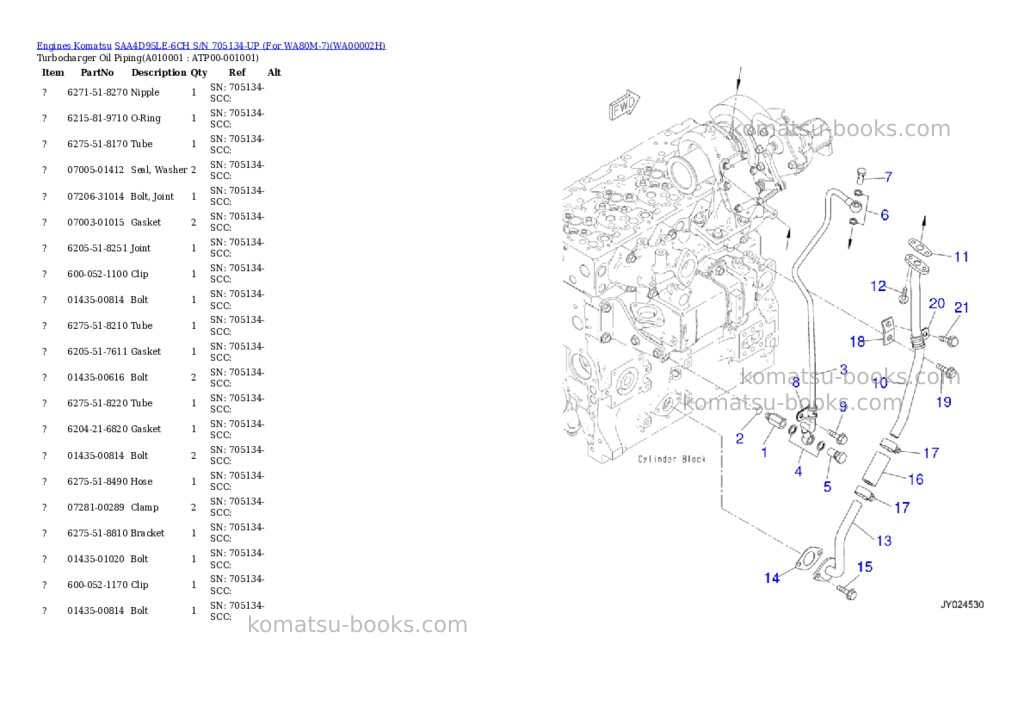 Komatsu saa4d95le-6ch s/n 705134-up for wa80m-7 Parts catalog cover Page 9