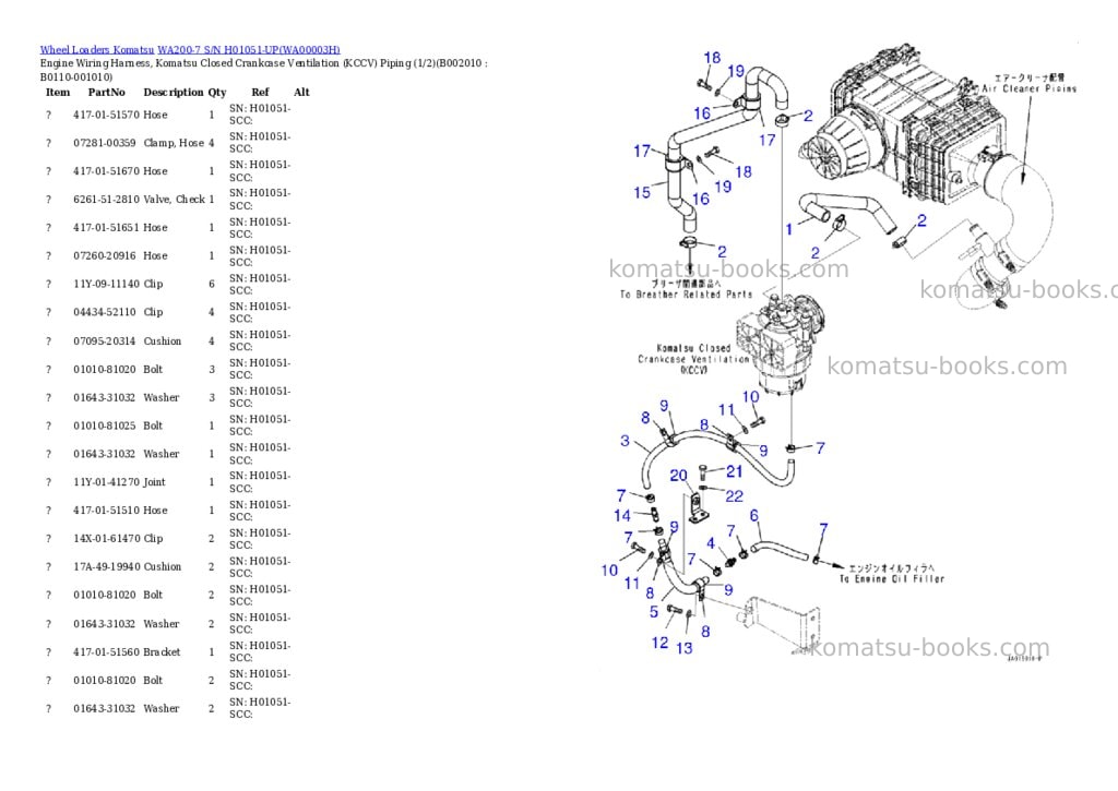 Komatsu wa200-7 s/n h01051-up Parts catalog cover Page 10