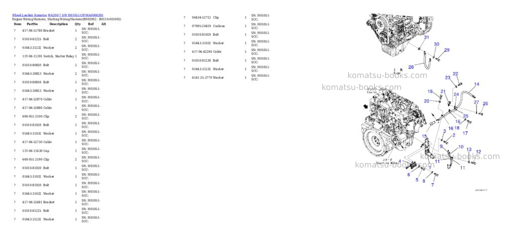 Komatsu wa200-7 s/n h01051-up Parts catalog cover Page 2