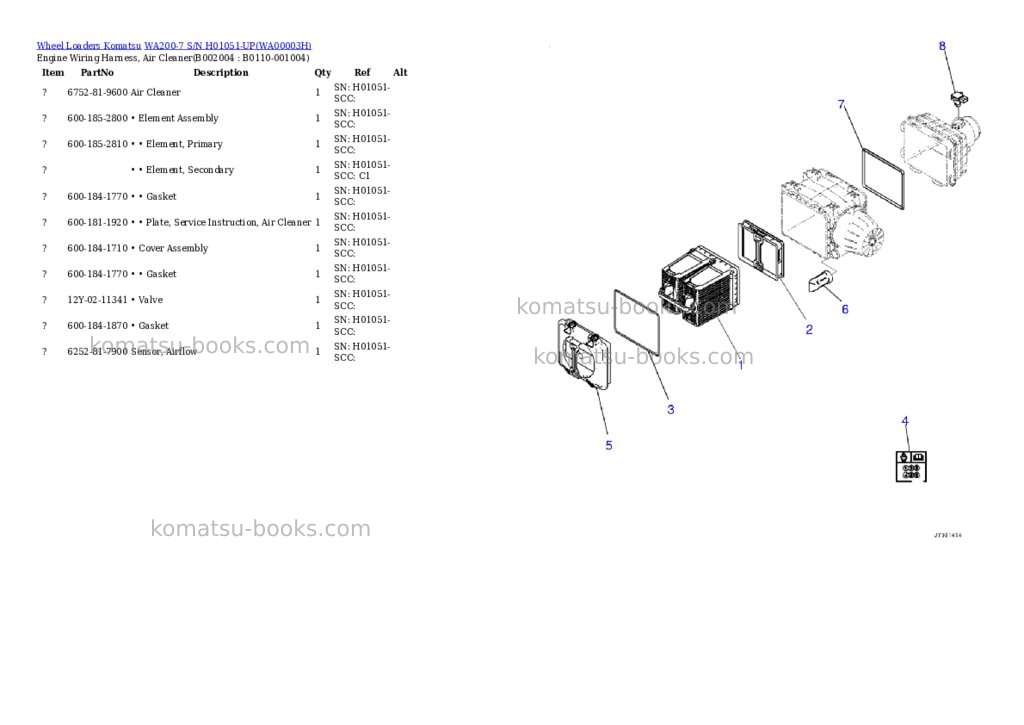 Komatsu wa200-7 s/n h01051-up Parts catalog cover Page 4