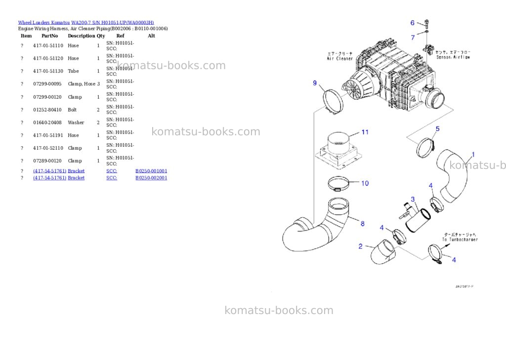 Komatsu wa200-7 s/n h01051-up Parts catalog cover Page 6