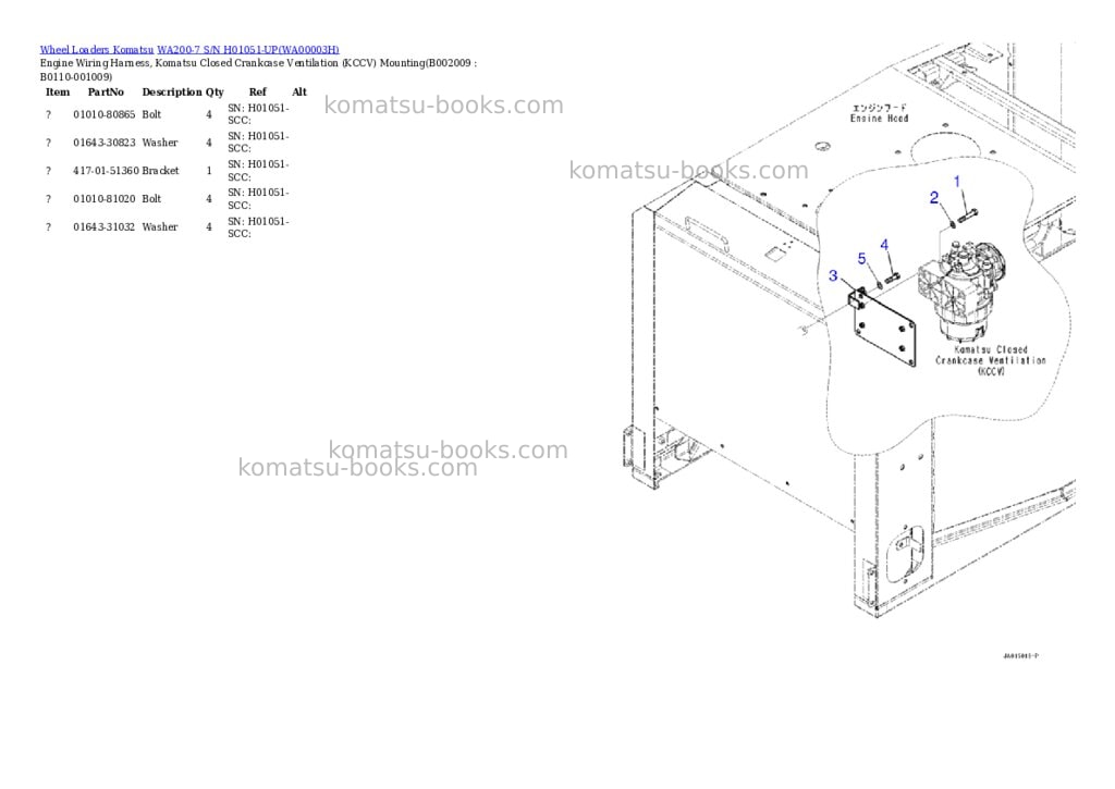 Komatsu wa200-7 s/n h01051-up Parts catalog cover Page 9
