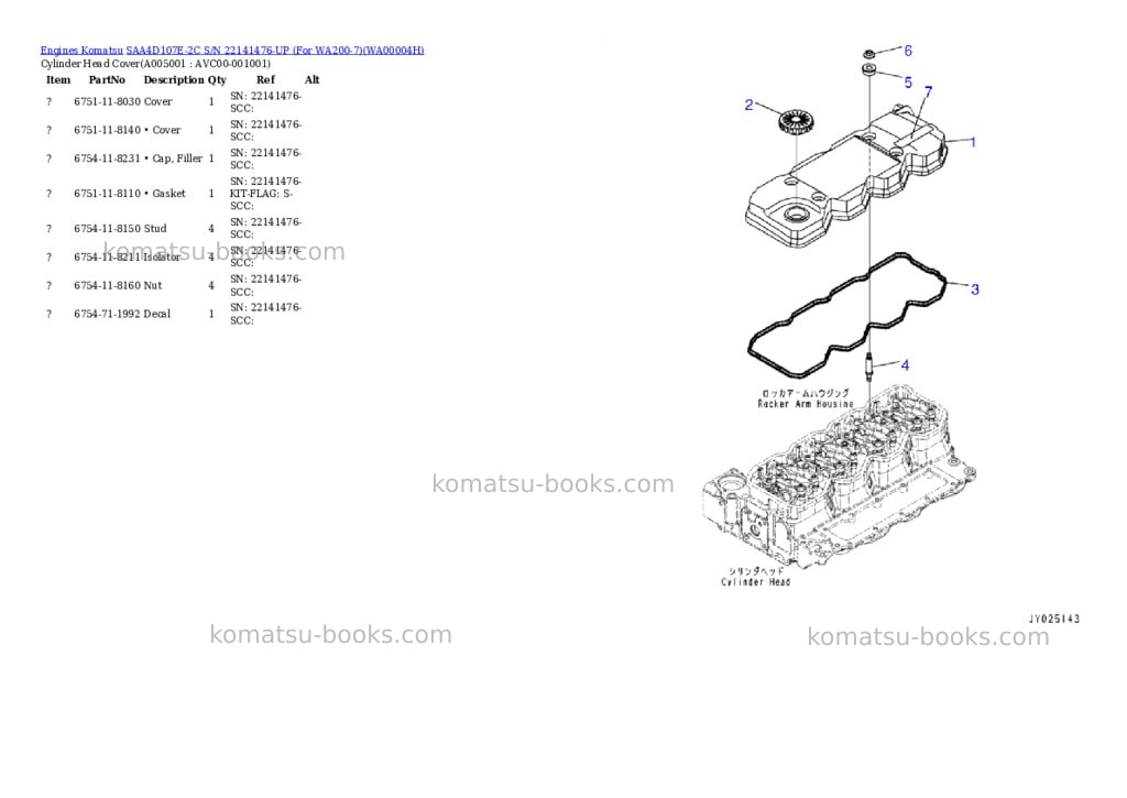 Komatsu saa4d107e-2c s/n 22141476-up for wa200-7 Parts catalog cover Page 4 Komatsu saa4d107e-2c s/n 22141476-up for wa200-7 Parts catalog cover Page 4