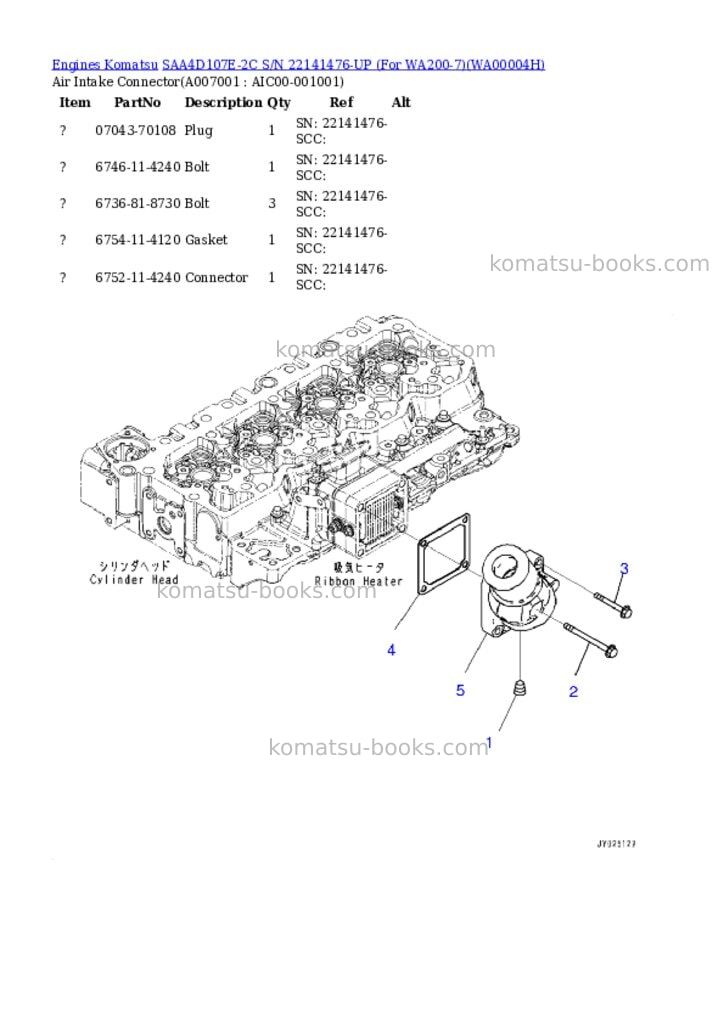 Komatsu saa4d107e-2c s/n 22141476-up for wa200-7 Parts catalog cover Page 6 Komatsu saa4d107e-2c s/n 22141476-up for wa200-7 Parts catalog cover Page 6
