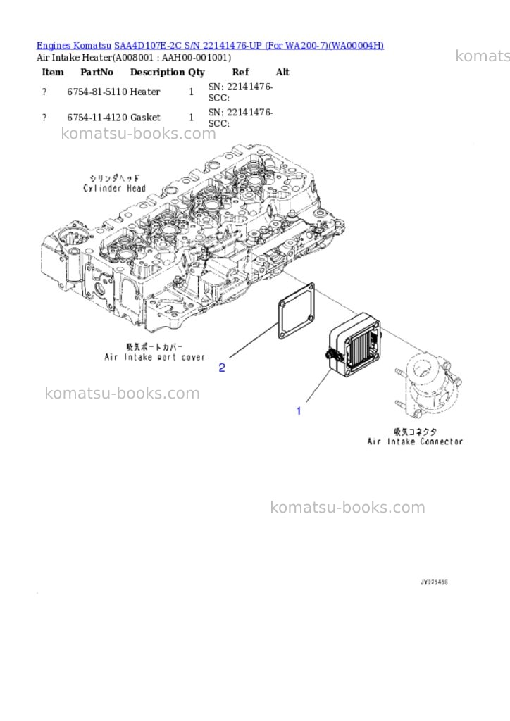Komatsu saa4d107e-2c s/n 22141476-up for wa200-7 Parts catalog cover Page 7 Komatsu saa4d107e-2c s/n 22141476-up for wa200-7 Parts catalog cover Page 7