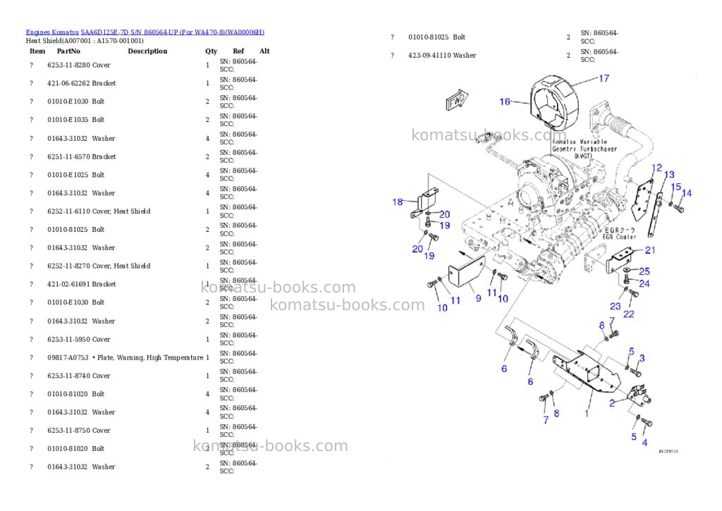 Komatsu saa6d125e-7d s/n 860564-up for wa470-8 Parts catalog cover Page 10
