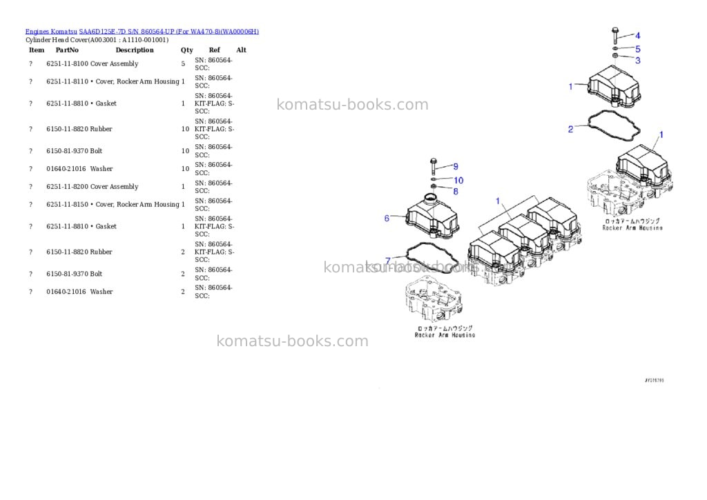 Komatsu saa6d125e-7d s/n 860564-up for wa470-8 Parts catalog cover Page 2