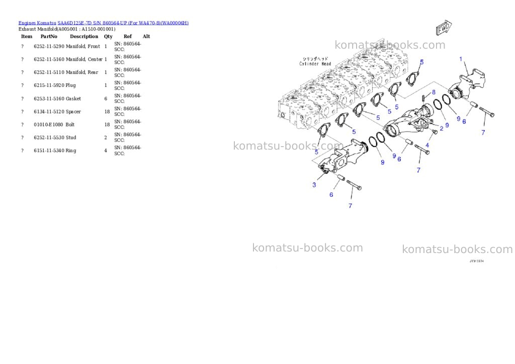 Komatsu saa6d125e-7d s/n 860564-up for wa470-8 Parts catalog cover Page 4