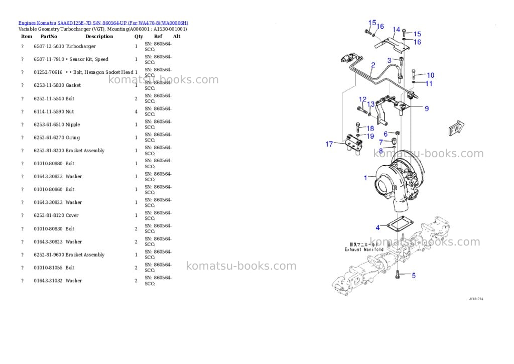 Komatsu saa6d125e-7d s/n 860564-up for wa470-8 Parts catalog cover Page 5
