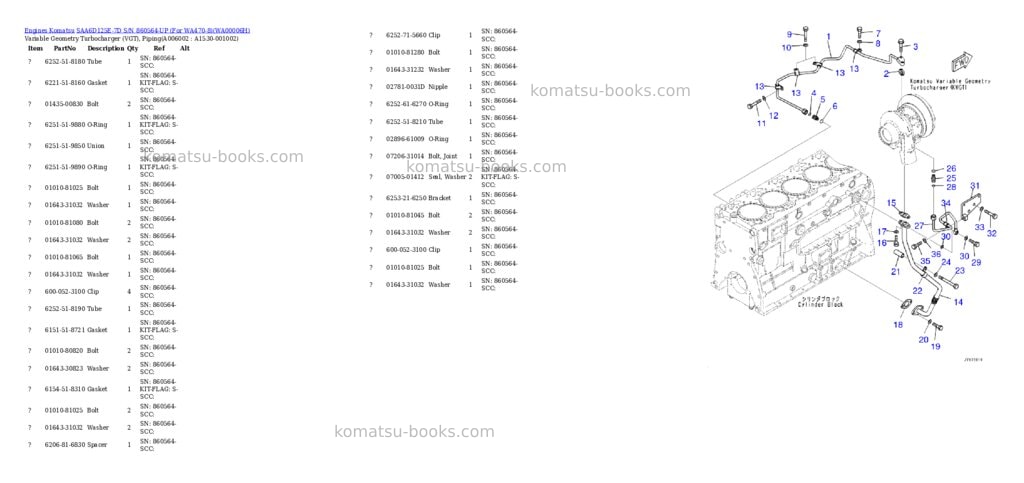 Komatsu saa6d125e-7d s/n 860564-up for wa470-8 Parts catalog cover Page 6