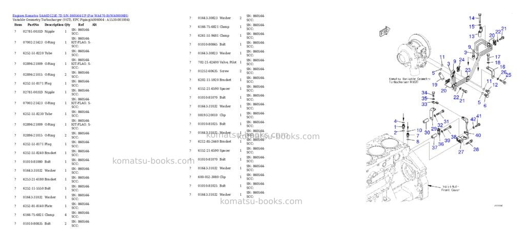 Komatsu saa6d125e-7d s/n 860564-up for wa470-8 Parts catalog cover Page 8