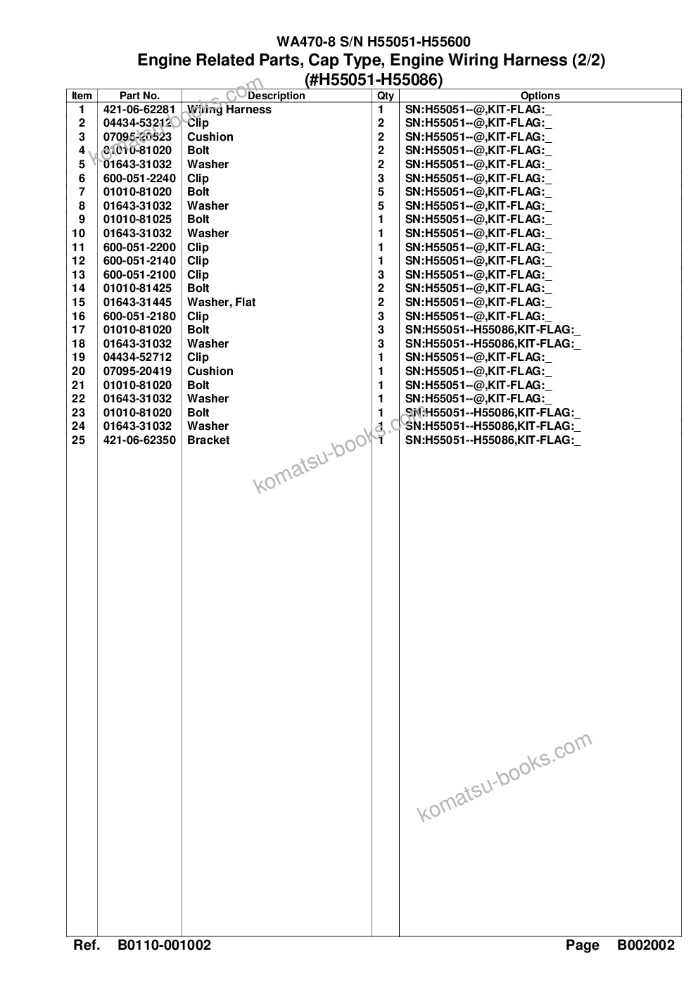 Komatsu wa470-8 s/n h55051-h55600 Parts catalog cover Page 10