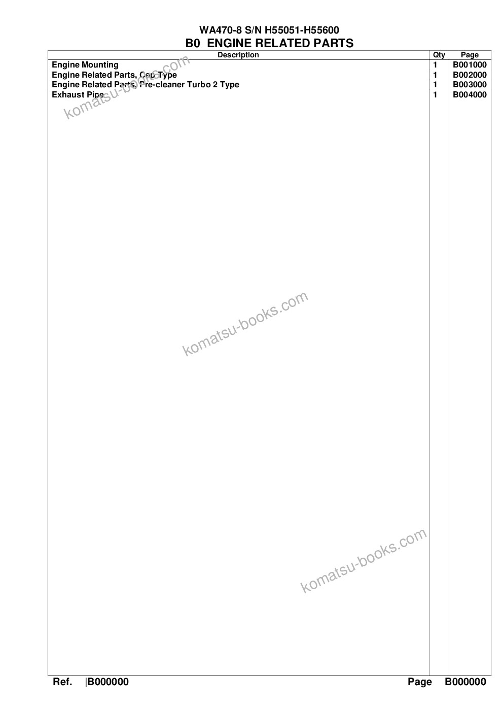 Komatsu wa470-8 s/n h55051-h55600 Parts catalog cover Page 2